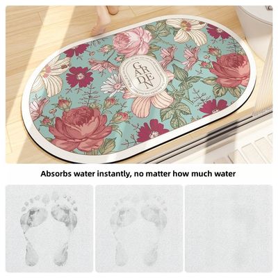 Custom MACHINE MADE Non Slip Water Absorbent Diatom Round Mat for Modern Style