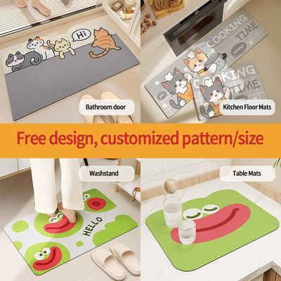 Non Slip Waterproof Kitchen Door Rug Mat for Anti Fatigue Washable Teppich Floor Mat
