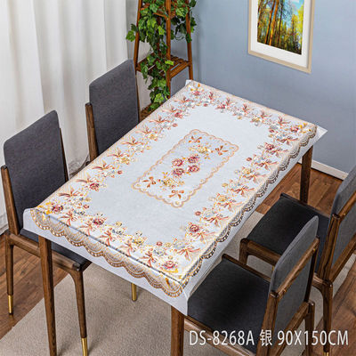 Rectangle Floral Table Cover Set Washable PVC Cloth Roll for Banquet and Dining Tables